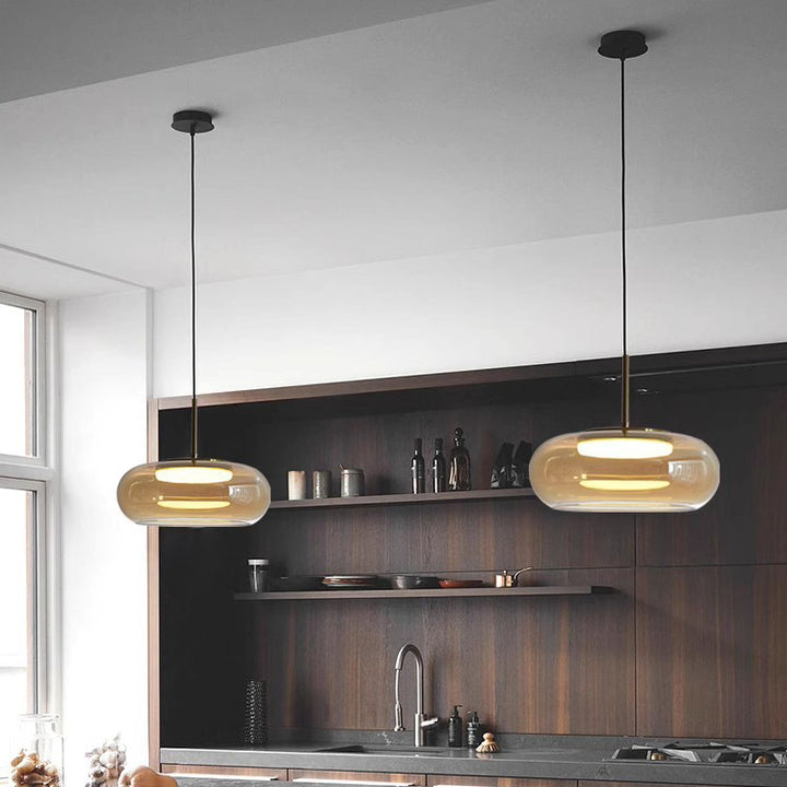 Moderne minimalistische elektroplattierte Glas-Eisen-Oval-LED-Pendelleuchte für Schlafzimmer &amp; Wohnzimmer 