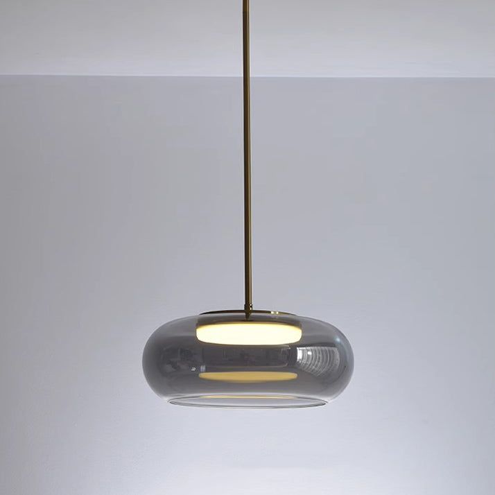 Modern Minimalist Electroplated Glass Iron Oval LED Pendant Light For Bedroom & Living Room