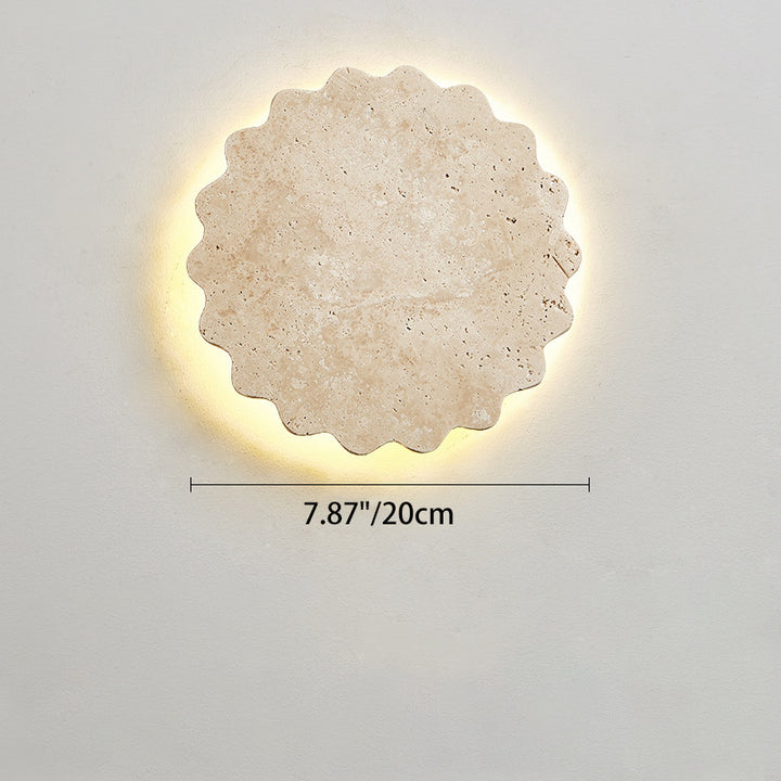 Applique murale LED florale ondulée en travertin beige japonais traditionnel pour chambre 