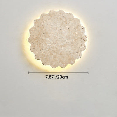 Traditional Japanese Beige Travertine Wavy Floral LED Wall Sconce Lamp For Bedroom