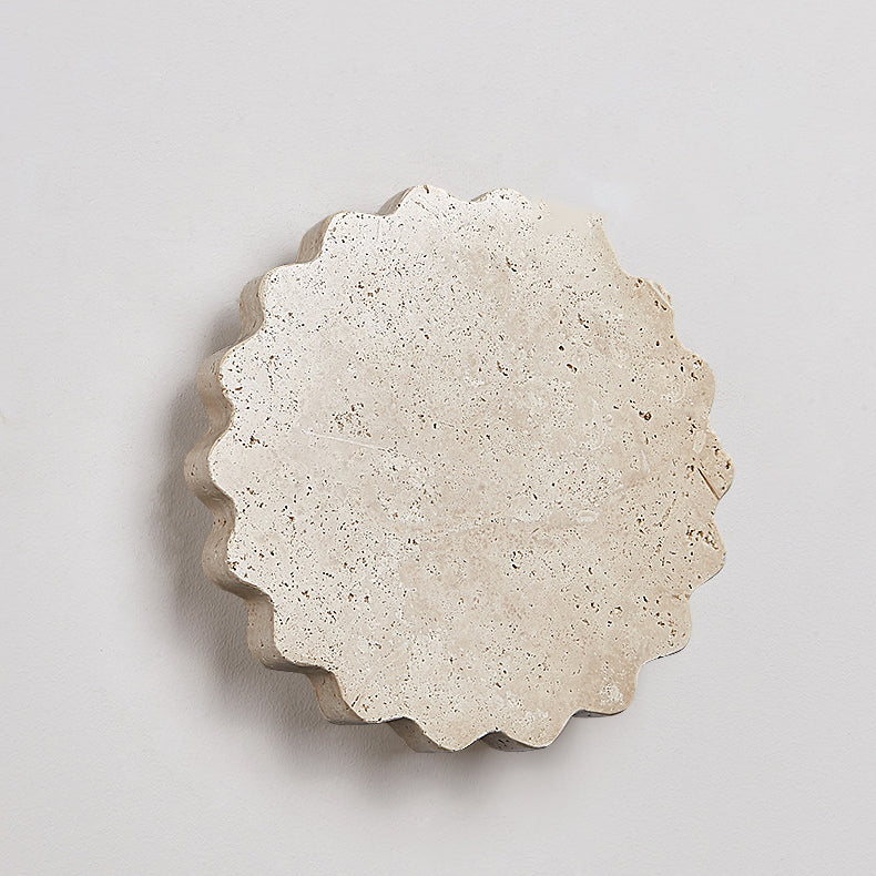 Applique murale LED florale ondulée en travertin beige japonais traditionnel pour chambre 