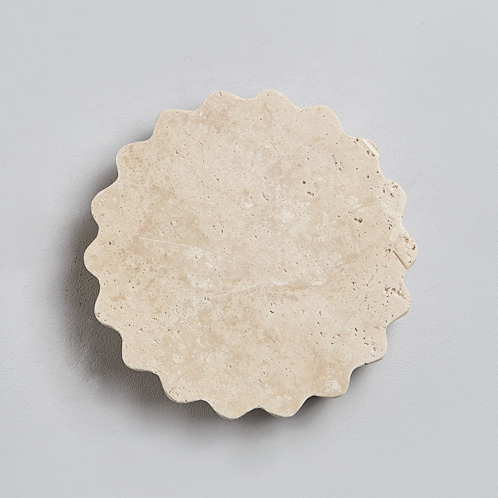Applique murale LED florale ondulée en travertin beige japonais traditionnel pour chambre 