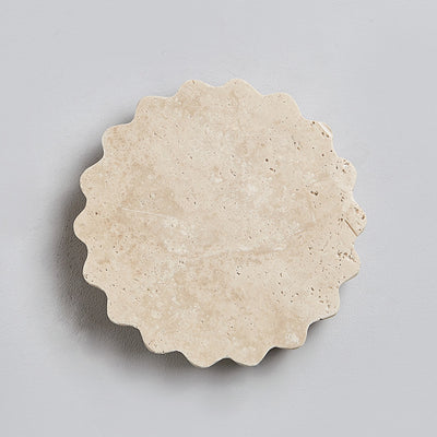 Traditional Japanese Beige Travertine Wavy Floral LED Wall Sconce Lamp For Bedroom