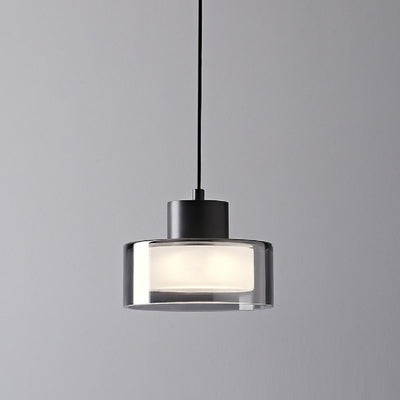 Moderne minimalistische Pendelleuchte aus Messing, Acryl und Glas in runder Zylinderform mit LED für Schlafzimmer und Wohnzimmer 
