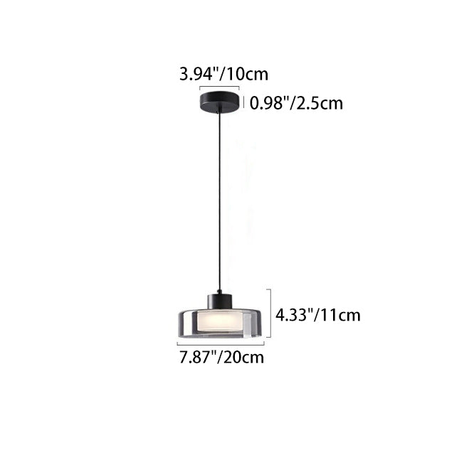 Moderne minimalistische Pendelleuchte aus Messing, Acryl und Glas in runder Zylinderform mit LED für Schlafzimmer und Wohnzimmer 
