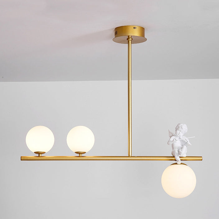 Contemporáneo Escandinavo Cristal Resina Metal Forma de Ángel Lineal 3/4-Luz Araña Luz de Isla Para Comedor 