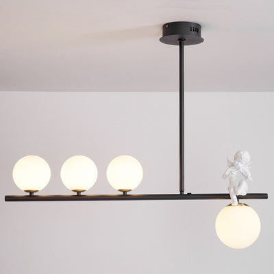 Contemporáneo Escandinavo Cristal Resina Metal Forma de Ángel Lineal 3/4-Luz Araña Luz de Isla Para Comedor 