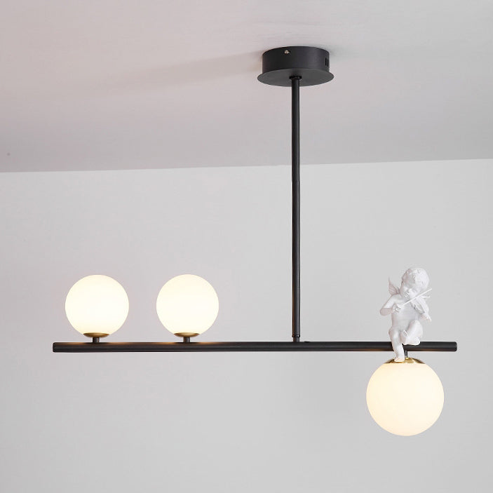 Contemporáneo Escandinavo Cristal Resina Metal Forma de Ángel Lineal 3/4-Luz Araña Luz de Isla Para Comedor 