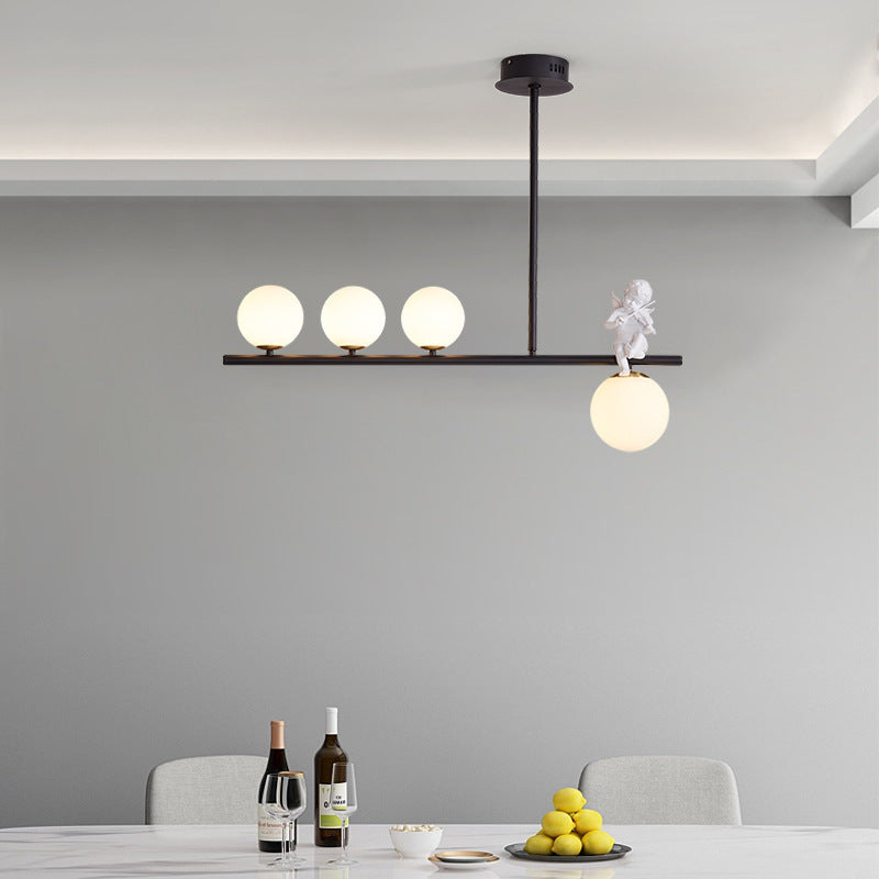 Contemporáneo Escandinavo Cristal Resina Metal Forma de Ángel Lineal 3/4-Luz Araña Luz de Isla Para Comedor 