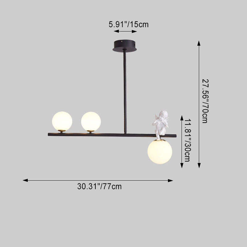 Contemporáneo Escandinavo Cristal Resina Metal Forma de Ángel Lineal 3/4-Luz Araña Luz de Isla Para Comedor 