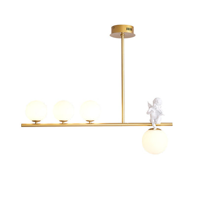 Contemporáneo Escandinavo Cristal Resina Metal Forma de Ángel Lineal 3/4-Luz Araña Luz de Isla Para Comedor 