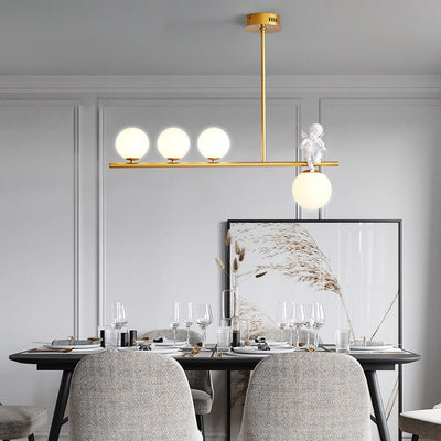 Contemporáneo Escandinavo Cristal Resina Metal Forma de Ángel Lineal 3/4-Luz Araña Luz de Isla Para Comedor 
