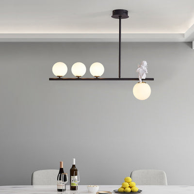 Contemporáneo Escandinavo Cristal Resina Metal Forma de Ángel Lineal 3/4-Luz Araña Luz de Isla Para Comedor 