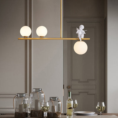 Contemporáneo Escandinavo Cristal Resina Metal Forma de Ángel Lineal 3/4-Luz Araña Luz de Isla Para Comedor 