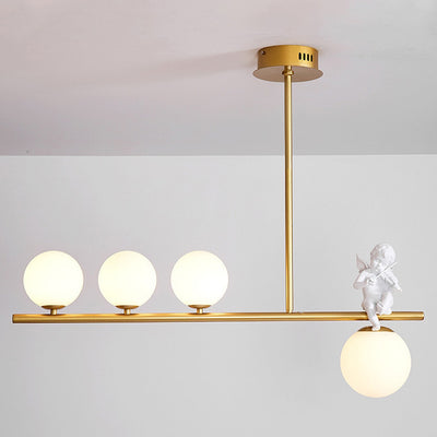 Contemporáneo Escandinavo Cristal Resina Metal Forma de Ángel Lineal 3/4-Luz Araña Luz de Isla Para Comedor 