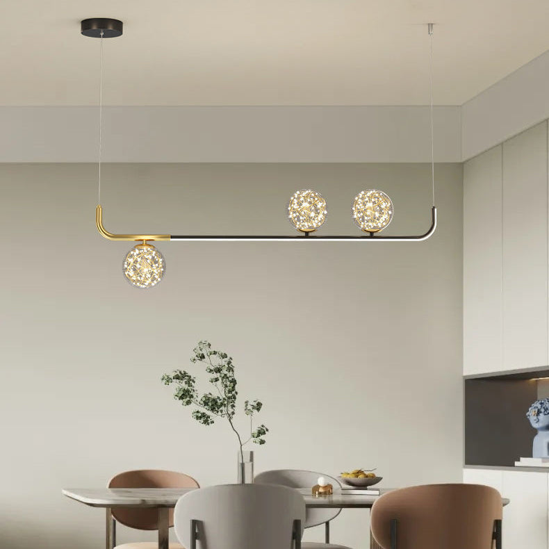 Lustre LED en acrylique créatif contemporain en silicone et fer sphérique incurvé pour salle à manger 