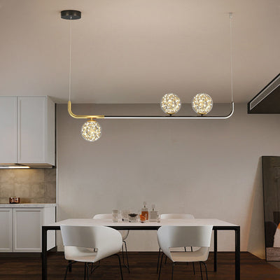 Lustre LED en acrylique créatif contemporain en silicone et fer sphérique incurvé pour salle à manger 