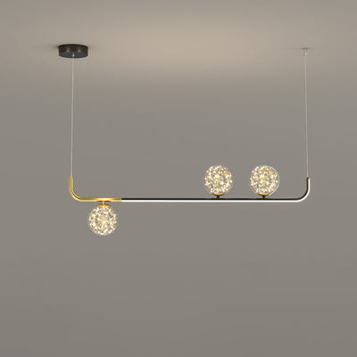 Lustre LED en acrylique créatif contemporain en silicone et fer sphérique incurvé pour salle à manger 