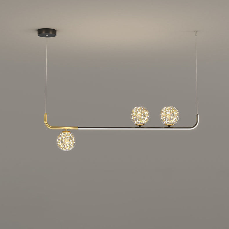 Lustre LED en acrylique créatif contemporain en silicone et fer sphérique incurvé pour salle à manger 
