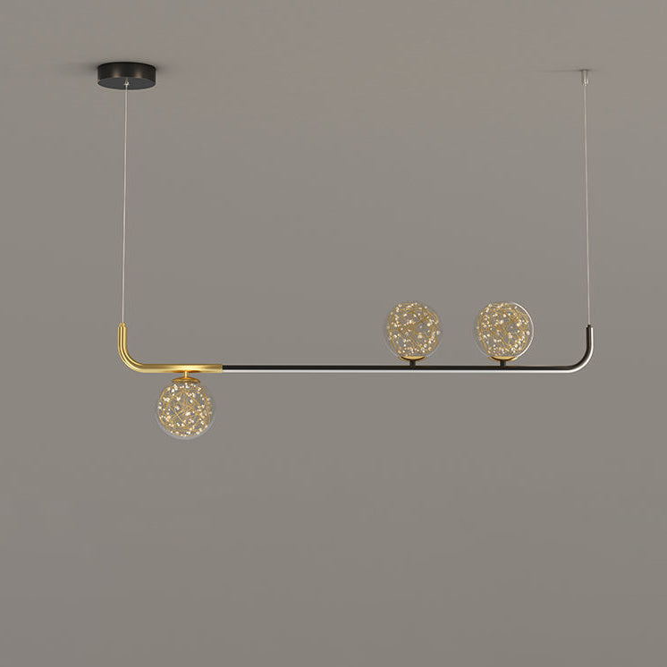 Lustre LED en acrylique créatif contemporain en silicone et fer sphérique incurvé pour salle à manger 