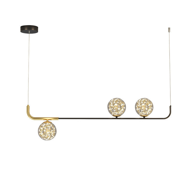 Lustre LED en acrylique créatif contemporain en silicone et fer sphérique incurvé pour salle à manger 
