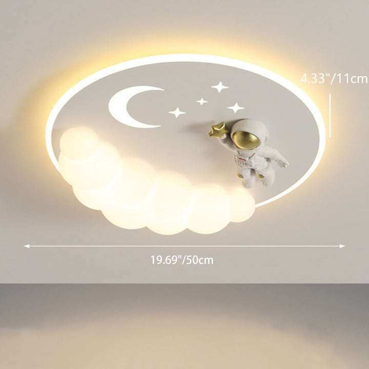 Lustre de plafond rond LED à montage affleurant en acrylique fer Art Déco moderne Astronaute Sirène Ange pour chambre 