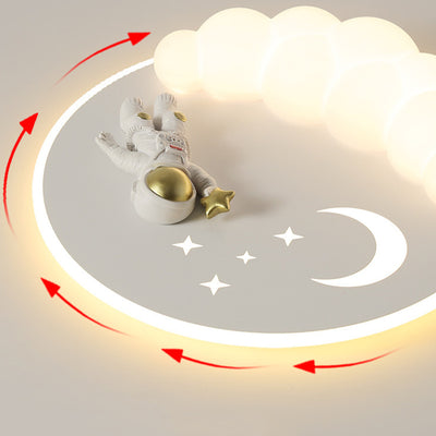 Moderne Art Deco Acryl Eisen Astronaut Meerjungfrau Engel Runde LED Deckenleuchte für Schlafzimmer 