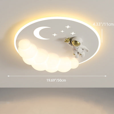 Moderne Art Deco Acryl Eisen Astronaut Meerjungfrau Engel Runde LED Deckenleuchte für Schlafzimmer 