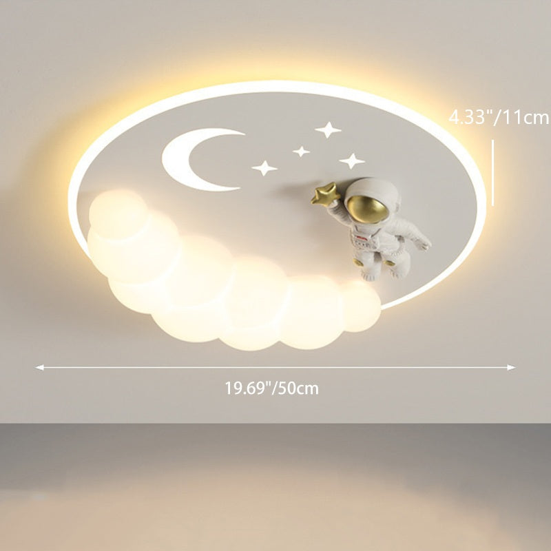 Moderne Art Deco Acryl Eisen Astronaut Meerjungfrau Engel Runde LED Deckenleuchte für Schlafzimmer 