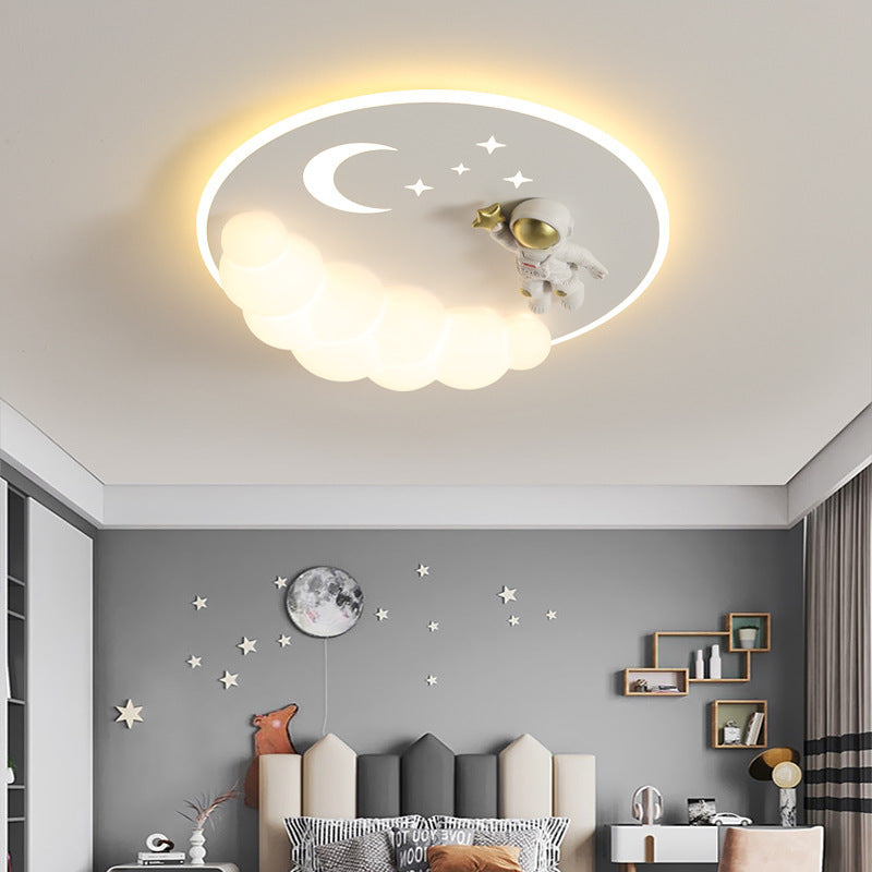 Moderne Art Deco Acryl Eisen Astronaut Meerjungfrau Engel Runde LED Deckenleuchte für Schlafzimmer 