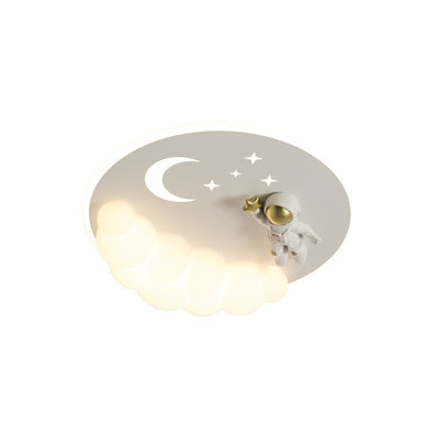 Moderne Art Deco Acryl Eisen Astronaut Meerjungfrau Engel Runde LED Deckenleuchte für Schlafzimmer 