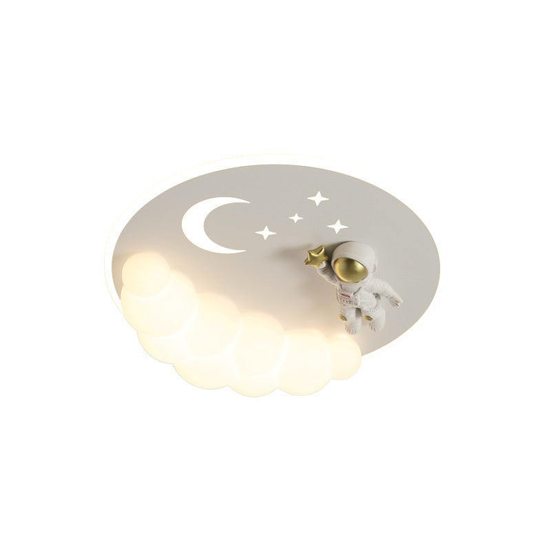 Moderne Art Deco Acryl Eisen Astronaut Meerjungfrau Engel Runde LED Deckenleuchte für Schlafzimmer 