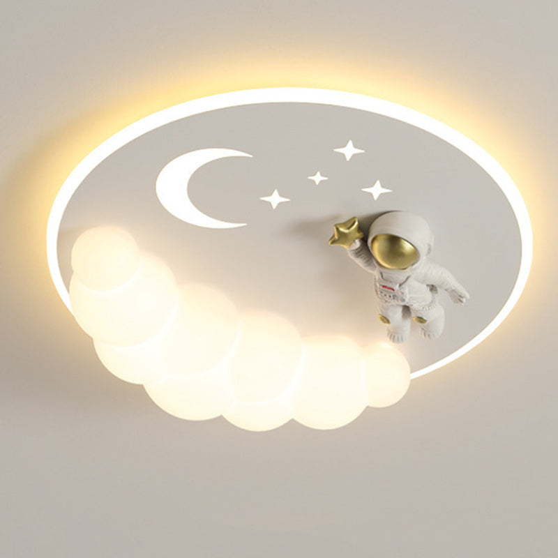 Moderne Art Deco Acryl Eisen Astronaut Meerjungfrau Engel Runde LED Deckenleuchte für Schlafzimmer 