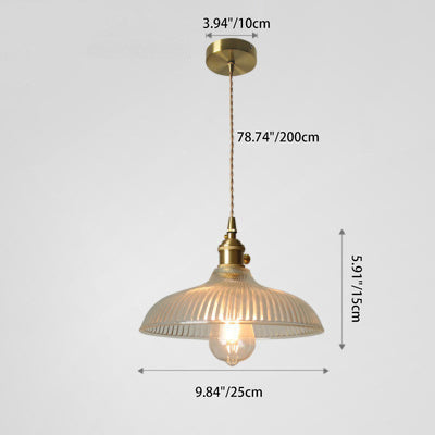 Lampe suspendue à 1 lumière en forme de bol en verre en laiton japonais traditionnel pour salon 
