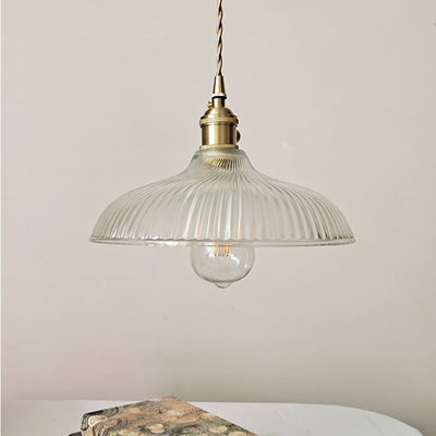 Lampe suspendue à 1 lumière en forme de bol en verre en laiton japonais traditionnel pour salon 
