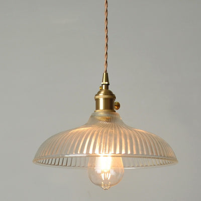 Lampe suspendue à 1 lumière en forme de bol en verre en laiton japonais traditionnel pour salon 