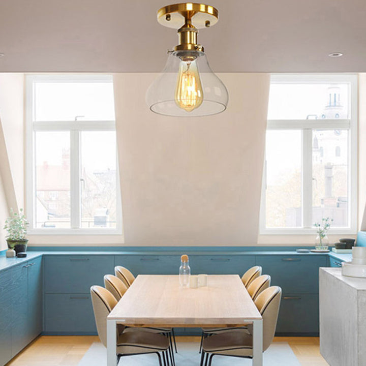 Plafonnier semi-encastré contemporain scandinave en verre et aluminium en forme de ventilateur rond à 1 lumière pour salon 