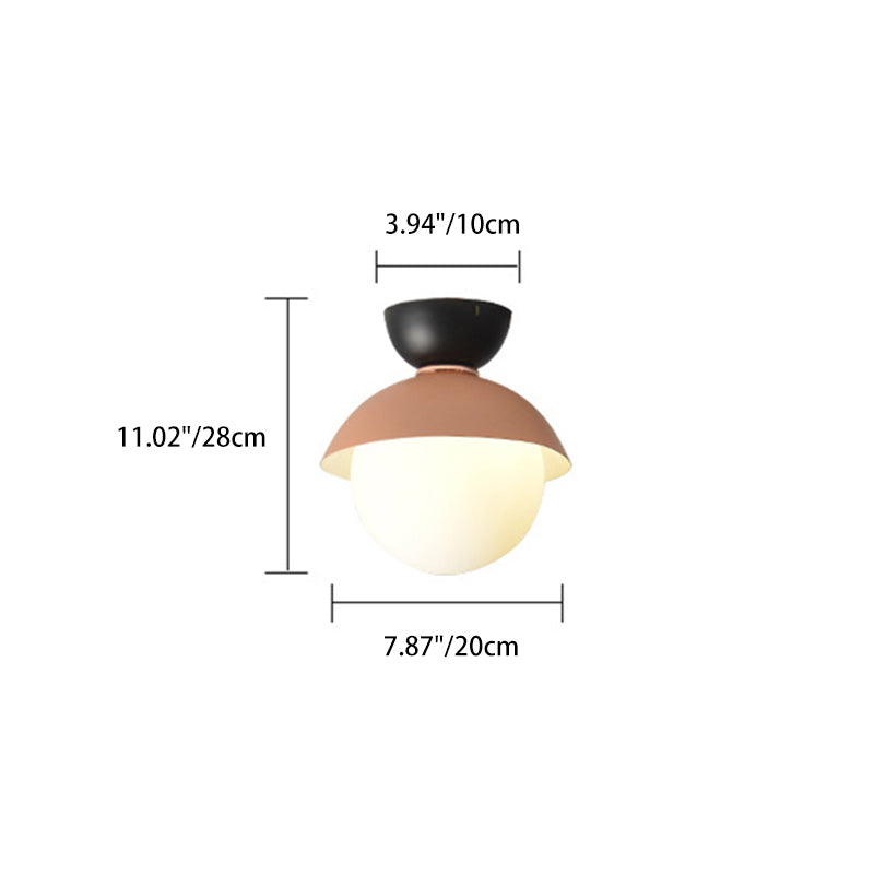 Zeitgenössische skandinavische Glas-Eisen-Schalenförmige runde 1-Licht-Halbeinbau-Deckenleuchte für Schlafzimmer &amp; Wohnzimmer 
