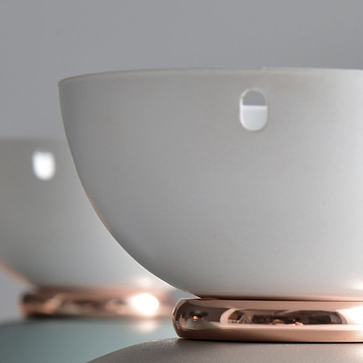 Zeitgenössische skandinavische Glas-Eisen-Schalenförmige runde 1-Licht-Halbeinbau-Deckenleuchte für Schlafzimmer &amp; Wohnzimmer 