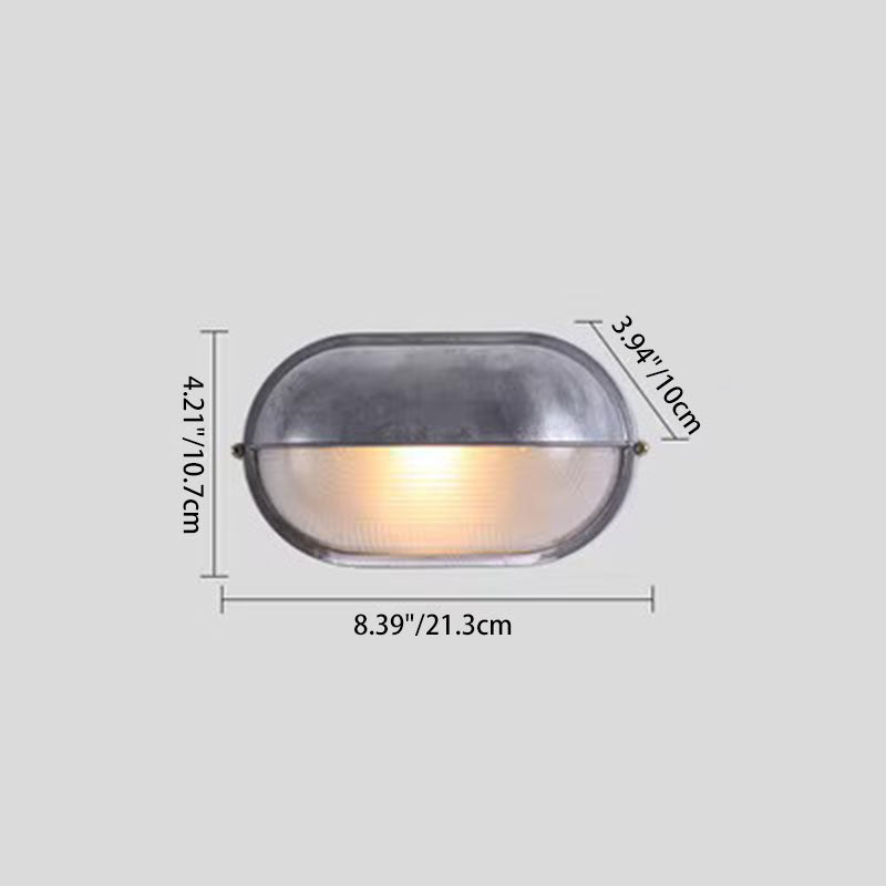 Traditional French Glass Aluminum Oval Round Wall Sconce Lamp 1-Light For Outdoor