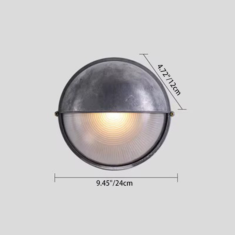 Traditional French Glass Aluminum Oval Round Wall Sconce Lamp 1-Light For Outdoor
