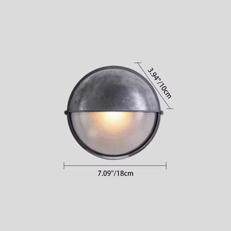 Traditional French Glass Aluminum Oval Round Wall Sconce Lamp 1-Light For Outdoor