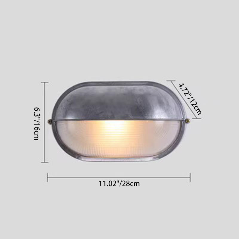 Traditional French Glass Aluminum Oval Round Wall Sconce Lamp 1-Light For Outdoor