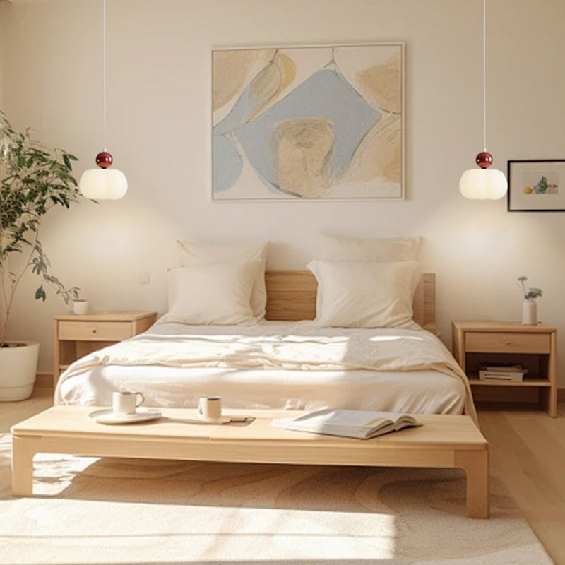 Zeitgenössische kreative PE-Gummi-Holz-Eisen-Baumwoll-Wolken-Rund-1-Licht-Pendelleuchte für das Schlafzimmer 