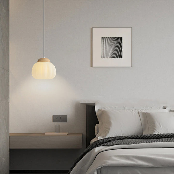 Contemporary Creative PE Rubber Wood Iron Cotton Cloud Round 1-Light Pendant Light For Bedroom