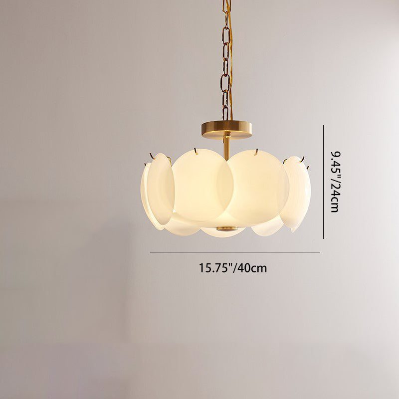 Traditional French Alloy Glass Round Panel 4/6/8-Light Chandelier For Bedroom