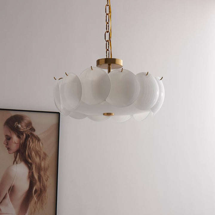 Traditioneller französischer Legierungsglas-Rundpaneel 4/6/8-Licht Kronleuchter für das Schlafzimmer 