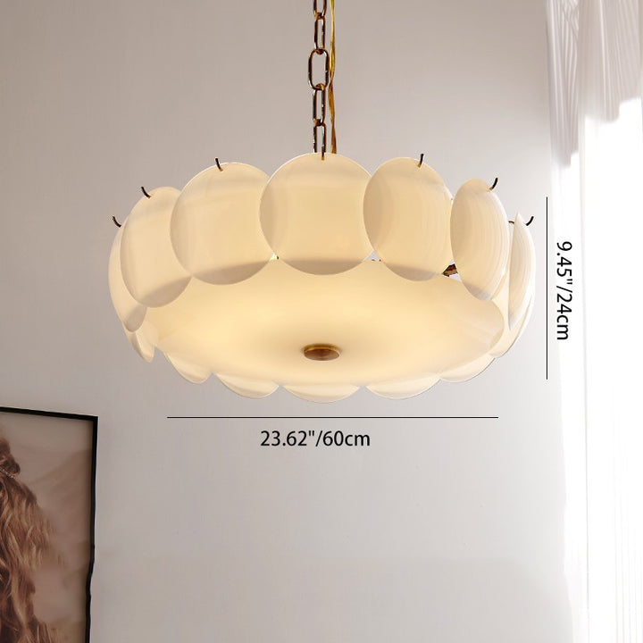 Traditional French Alloy Glass Round Panel 4/6/8-Light Chandelier For Bedroom