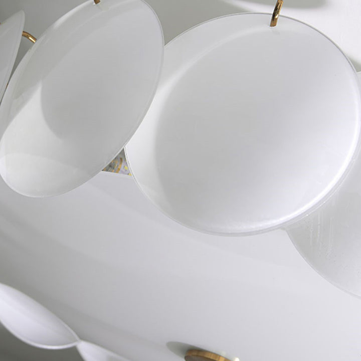 Traditional French Alloy Glass Round Panel 4/6/8-Light Chandelier For Bedroom