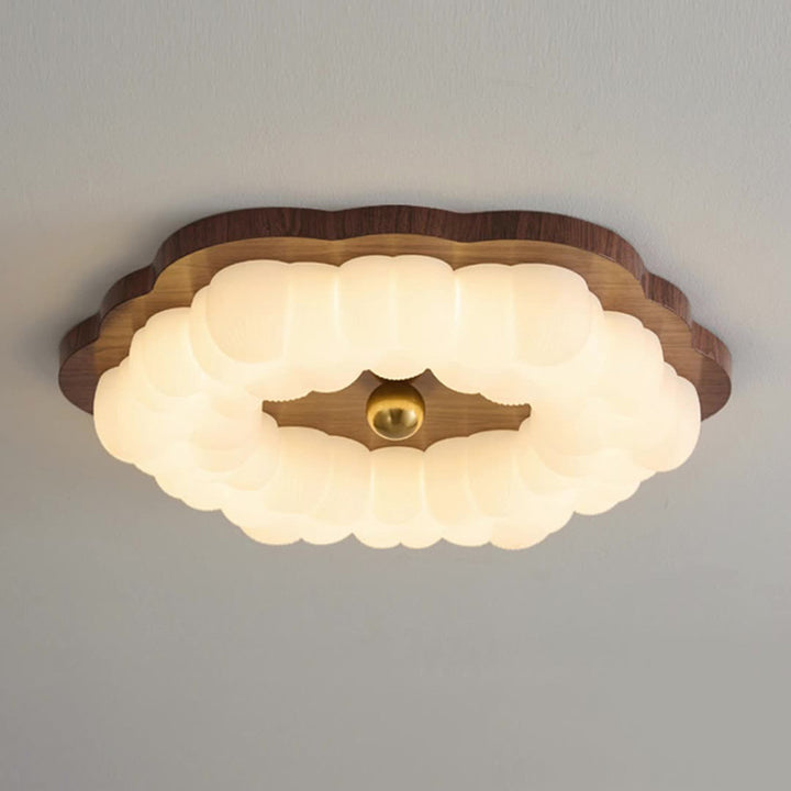 Traditional Chinese Iron PE Floral LED Flush Mount Ceiling Light For Bedroom
